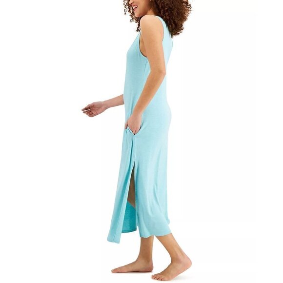 Alfani Womens Size XS Scoop Neck Ultra-Soft Maxi Tank Nightgown in Aqua Reef $55 - Picture 3 of 9